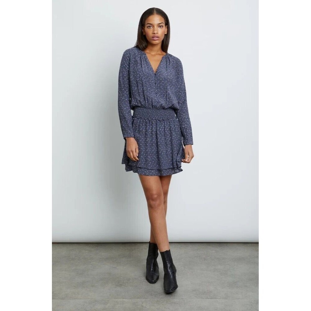 Rails Large Jasmine Midnight Stars Mini Dress Lightweight Long Sleeve Womens